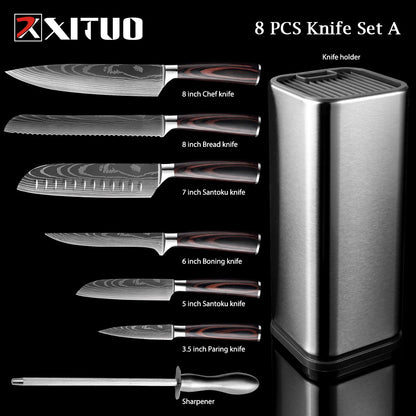 Couteaux de Chef Professionnels 1-10 Pièces - Set Cuisine Acier Inoxydable
