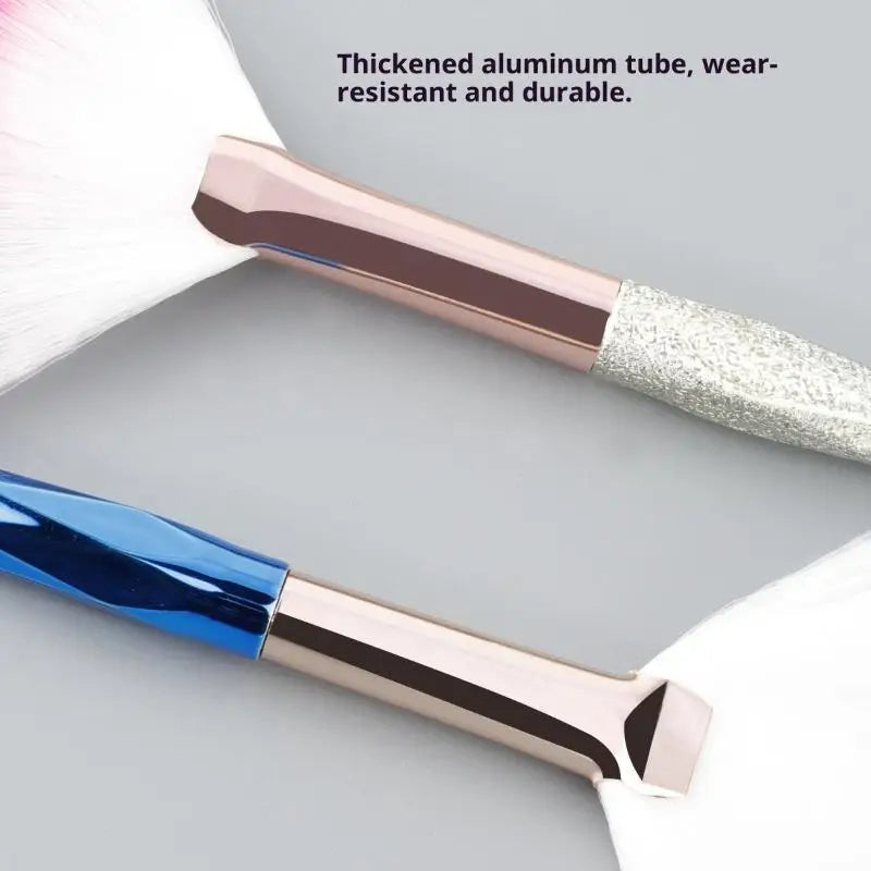 Pinceau Blush Éventail Rose Gold - Highlighter Poudre Libre Visage Ultra-Doux Coréen Beauté Professionnelle