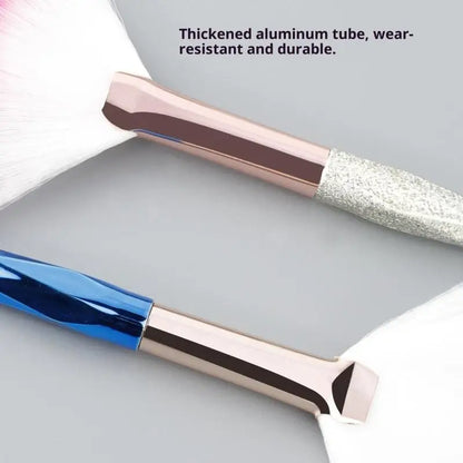Pinceau Blush Éventail Rose Gold - Highlighter Poudre Libre Visage Ultra-Doux Coréen Beauté Professionnelle