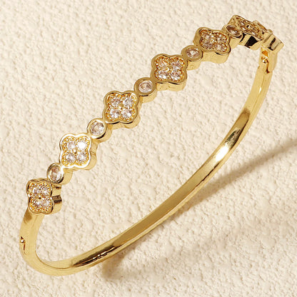 Bracelet Cuivre & Zirconia Femme – Élégance Minimaliste Style Européen