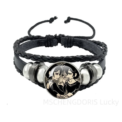 Bracelet Gaming Coffin Andy Leyley – Cuir Multicouche Tressé Noir Unisexe