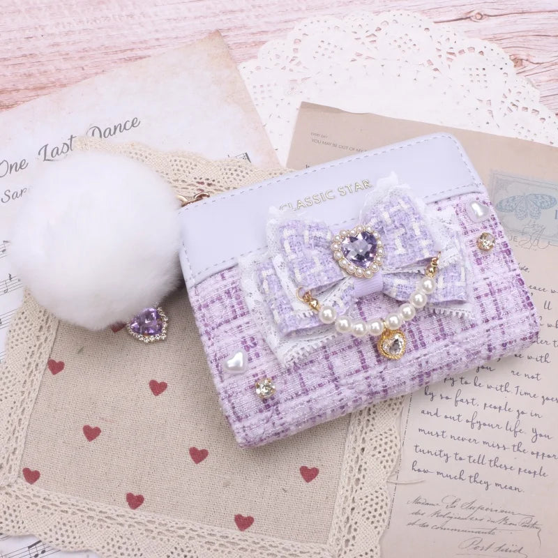 Portefeuille Femme Lolita Mignon Cuir PU - Court Porte-Cartes Monnaie Kawaii Cadeau Fille