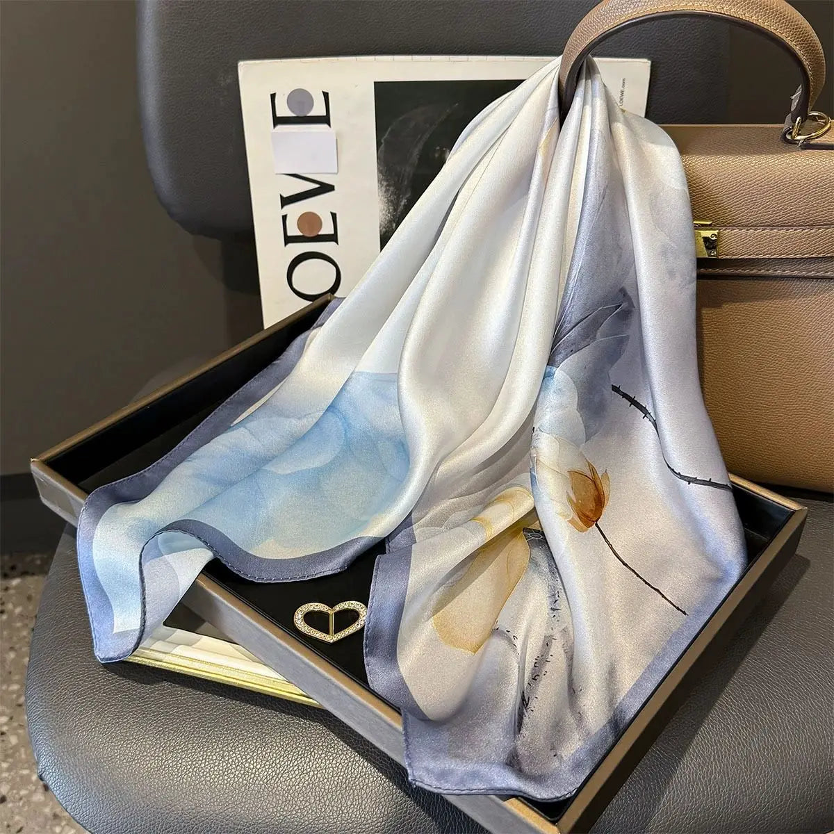 Foulard Carré Soie Naturelle 100% 65cm Femme - Bandana Headscarf Neckerchief Châle Luxe