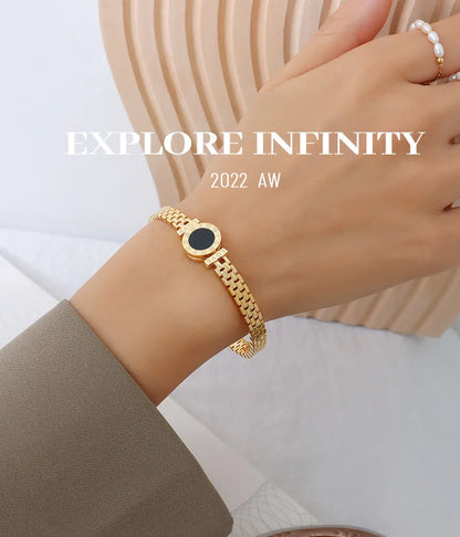 Bracelet Jonc Chiffres Romains Acier Chirurgical Plaqué Or 18K – Love Letter Rome Femme