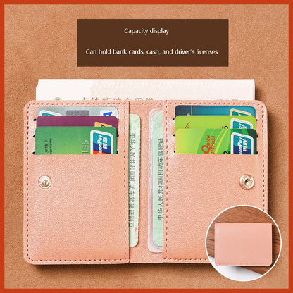 Portefeuille Pliable Cuir Souple avec Bouton - Petit Porte-Cartes Permis Simplifié
