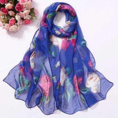 Foulard Écharpe Mousseline Georgette Rose Femme - Bandana Châle Été Protection Solaire Plage