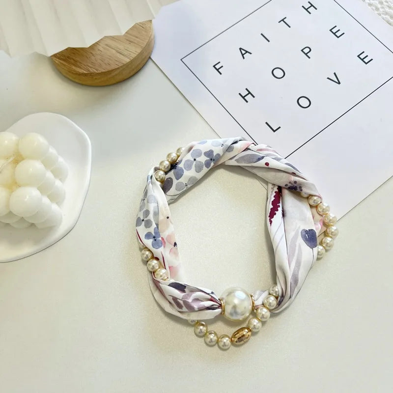 Foulard Perles Protection Solaire Femme - Boucle Magnétique Pendentif Été Long