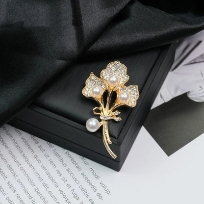 Broche Cœur Amour Perle Fleur Tulipe Luxe – Pin's Corsage Alliage Élégant Mariage Femme