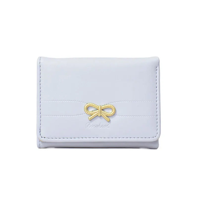 Portefeuille Femme Nœud Rose Compact - Porte-Cartes Tri-Fold Étudiant Mignon
