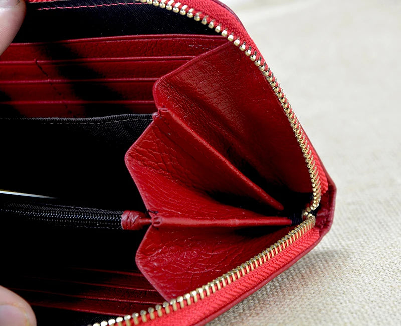 Portefeuille Femme Cuir Véritable RFID Blocking - Long Clutch Porte-Monnaie Téléphone