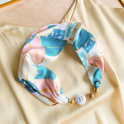 Women's Square Scarf with Magnetic Buckle - Versatile Summer Luxury Scarf/Necklace