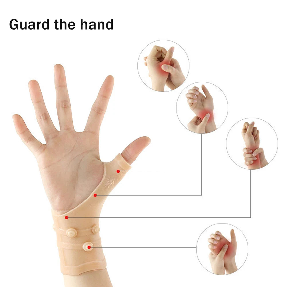 Support Poignet Magnétique Gel - Attelle Compression Tunnel Carpien Pouce Silicone Élastique