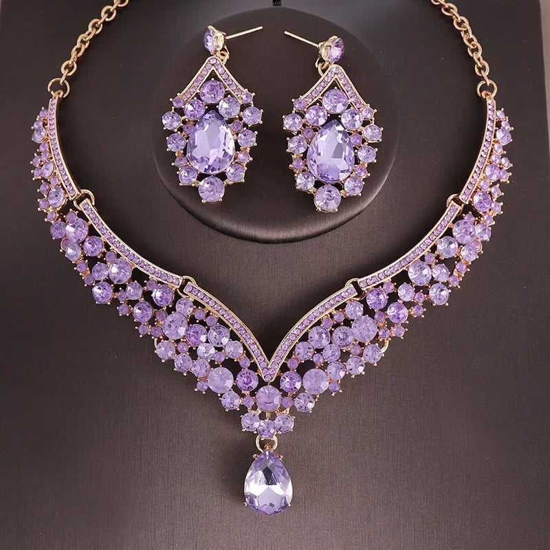 Parure Mariée Choker Cristaux Irisés AB - Collier et Boucles Strass Luxe