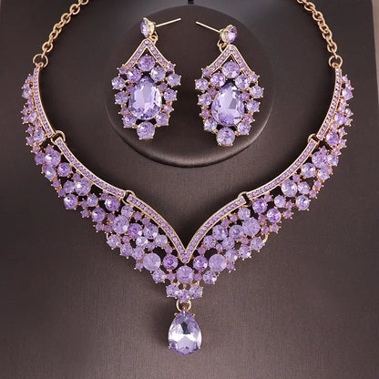 Parure Mariée Choker Cristaux Irisés AB - Collier et Boucles Strass Luxe