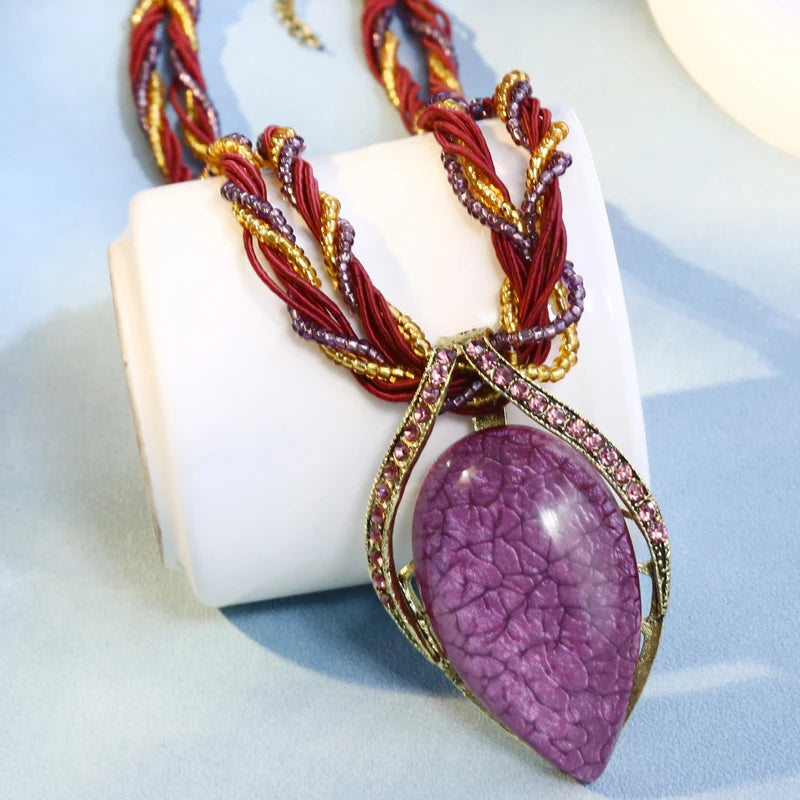 Collier Ras-du-Cou Bohème Ethnique Multicouche Perles Strass – Fait Main Femme