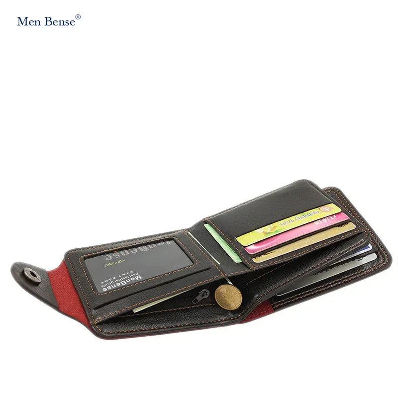 Portefeuille Homme Bifold Cuir PU Slim - Porte-Cartes Court Business Compact