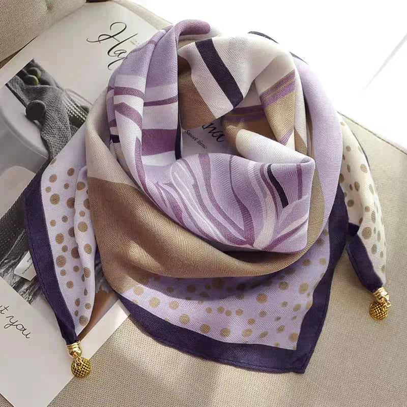 Luxury Square Scarf with Magnetic Buckle for Women - Versatile Fashion Pendant Scarf