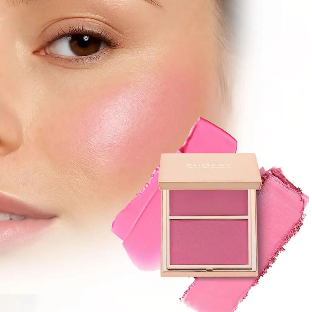 Palette Blush Contour Mat Naturel - Double Couleur Haute Pigmentation Longue Tenue Visage Sculpté Beauté