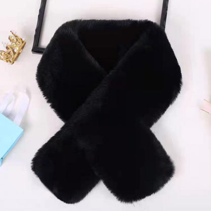 Foulard Écharpe Fourrure Lapin Peluche Femme - Col Croisé Chaud Épais Hiver