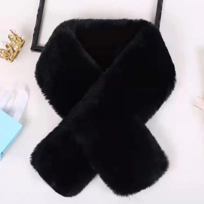 Foulard Écharpe Fourrure Lapin Peluche Femme - Col Croisé Chaud Épais Hiver