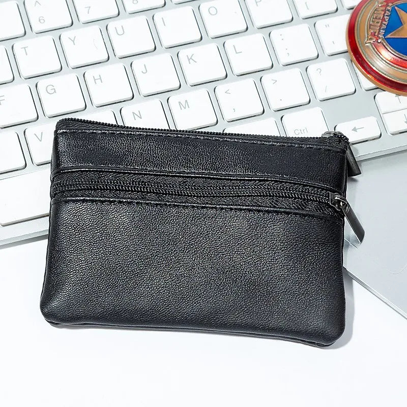Porte-Monnaie Cuir Zipper Homme Femme - Mini Wallet Porte-Clés Compact