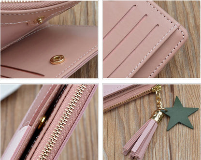 Portefeuille Femme Court Cuir PU Noir - Porte-Monnaie Pliable Compact avec Porte-Cartes