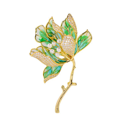 Broche Fleur Pivoine Strass Perle Luxe Résine Élégante – Pin's Mariage Soirées Couple Unisexe