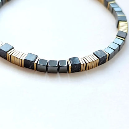 Bracelet Hématite & Tourmaline Homme – Pierres Naturelles Minimaliste Énergie