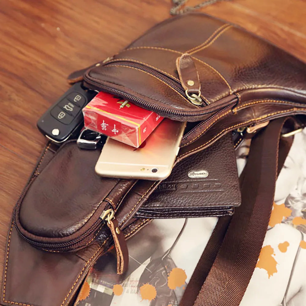 Sac Bandoulière en Cuir Véritable – Style Vintage Homme, Port Croisé & Épaule