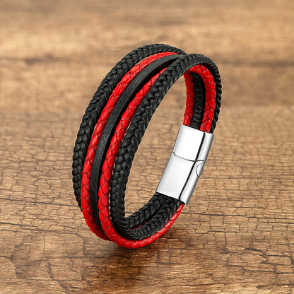 Bracelet Cuir Multicouche Tressé Main Homme – Style Vintage Wrap Cadeau