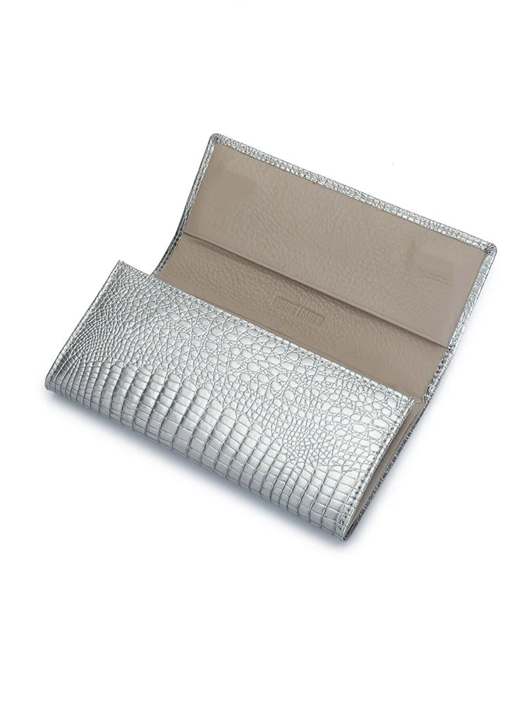 Portefeuille Femme Cuir Verni Noir - Porte-Monnaie Magnétique avec Fermoir Hasp Élégant