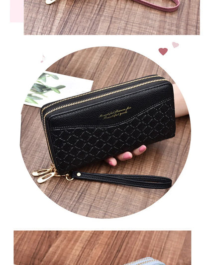 Portefeuille Long Femme Double Fermeture Éclair - Clutch Grande Capacité Cuir Europe
