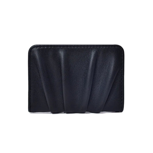 Women's Short Waterproof PU Leather Wallet - Multifunctional Pleated Card Holder, Large Capacity Bifold