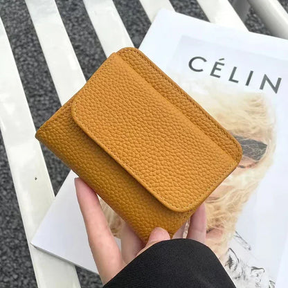 Portefeuille Femme Cuir Véritable Pliable Simple - Porte-Monnaie Multifonction Coin Bag Petit Money Bag