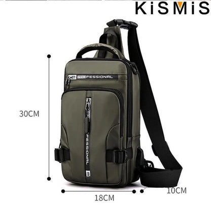 Sac Bandoulière Multifonction avec Port USB – Nylon Imperméable