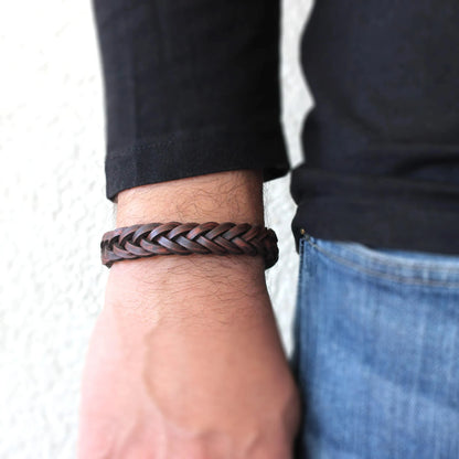 Bracelet en Cuir Tressé pour Homme — Bijou Artisanal, Cadeau Idéal