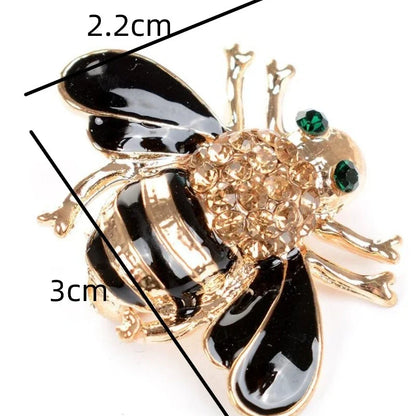 Broche Abeille Mignonne Émail Noir Cristaux Zircons – Pin's Luxe Charm Femme