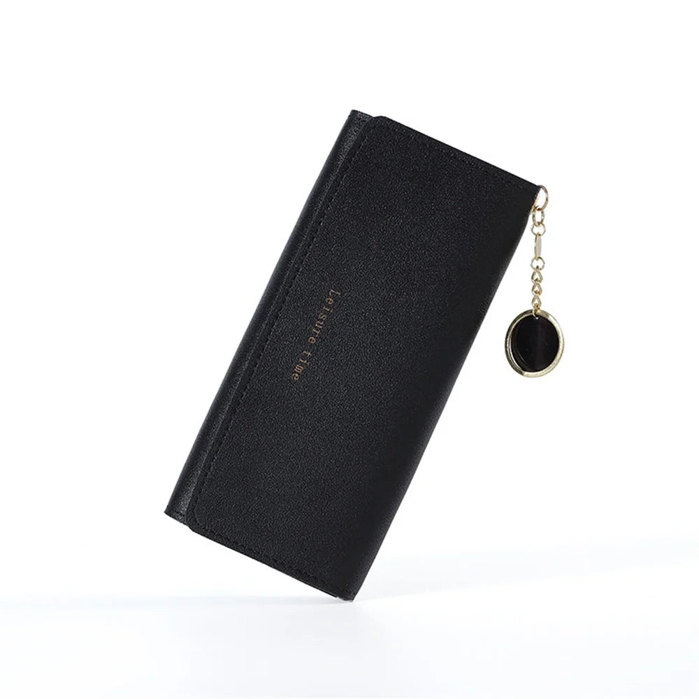 Portefeuille Long Femme Tri-Fold Cuir PU - Clutch Multi-Fonctions Porte-Cartes