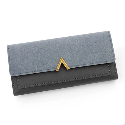Portefeuille Femme Long Cuir PU Trifold Rose - Porte-Carte Multi-Emplacements Clutch Bag Fashion Simple