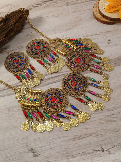 Ensemble Bijoux Bohème Gypsy Pièces Cristal – Collier Boucles Tribal