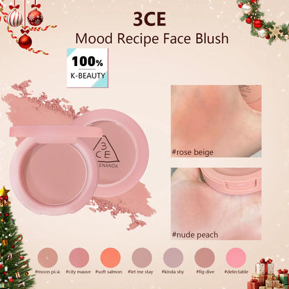 Blush 3CE Mood Recipe Delectable - Poudre Soyeuse Modulable Pigmentation Naturelle Longue Tenue K-Beauty
