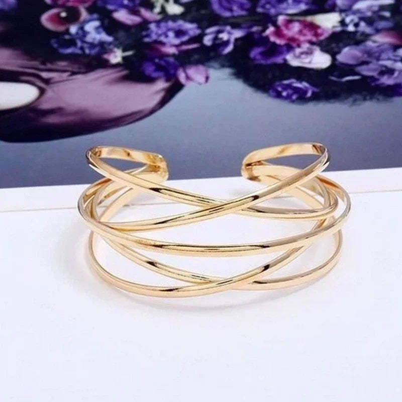 Bracelet Manchette Charm Femme – Alliage Ajustable, 4 Finitions Luxe