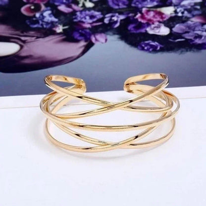 Bracelet Manchette Charm Femme – Alliage Ajustable, 4 Finitions Luxe