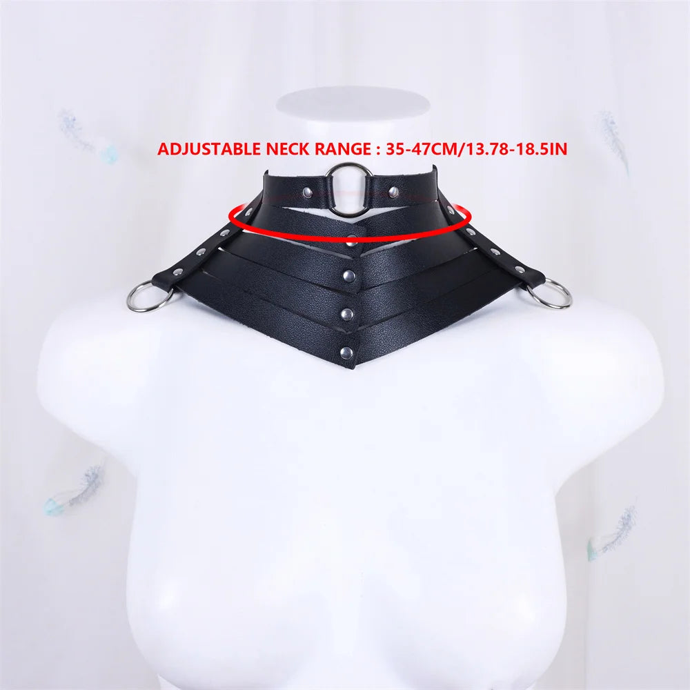 Collier Choker Gothique Cuir Rivets – Ras-du-Cou Punk Rock Noir