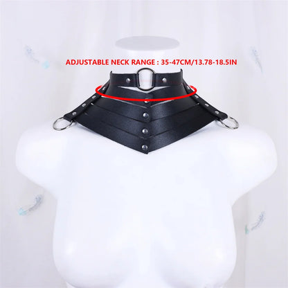 Collier Choker Gothique Cuir Rivets – Ras-du-Cou Punk Rock Noir
