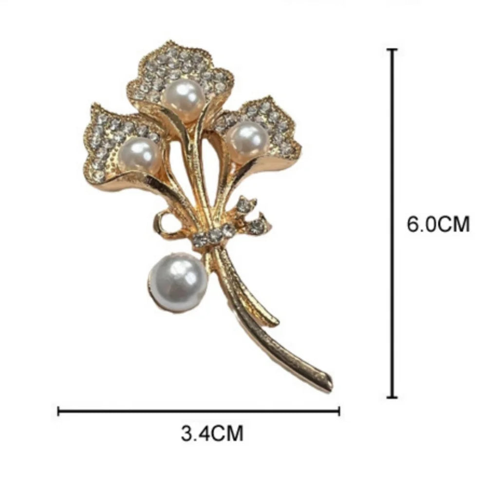 Broche Cœur Amour Perle Fleur Tulipe Luxe – Pin's Corsage Alliage Élégant Mariage Femme