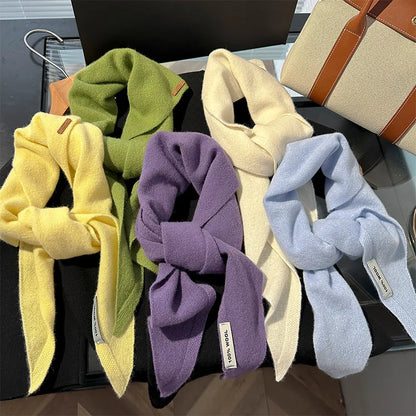Foulard Triangle Laine 100% Femme - Écharpe Tricotée Style Britannique Multifonction Hiver