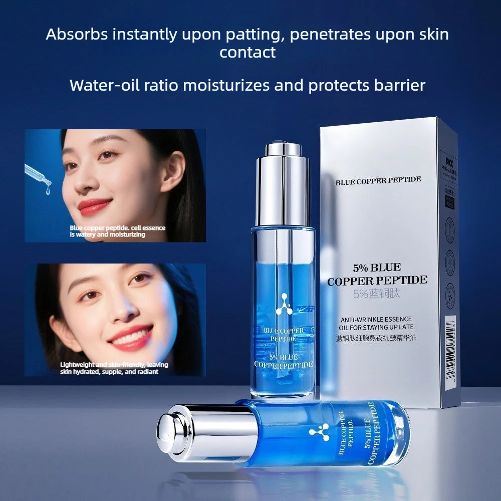 Sérum Peptide Cuivre Bleu 5% Visage - Anti-Rides Lifting Hydratant Éclaircissant Teint Soin Beauté