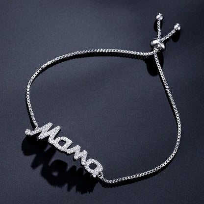 Bracelet "Mama" Cristaux Zircon – Chaîne Ajustable Fête des Mères