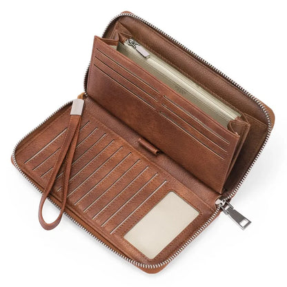 Portefeuille Femme Vintage RFID - Grande Capacité Cuir PU avec Porte-Cartes